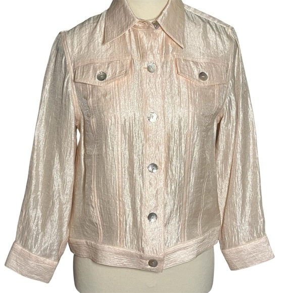 Ruby Rd Pink Denim-Style Jacket Coat Woman’s Size 6 Classic Sheen - Picture 1 of 7